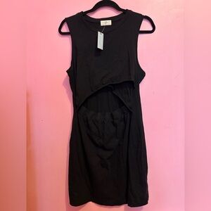 Anthropologie Black Asymmetrical Cutout Sleeveless Dress